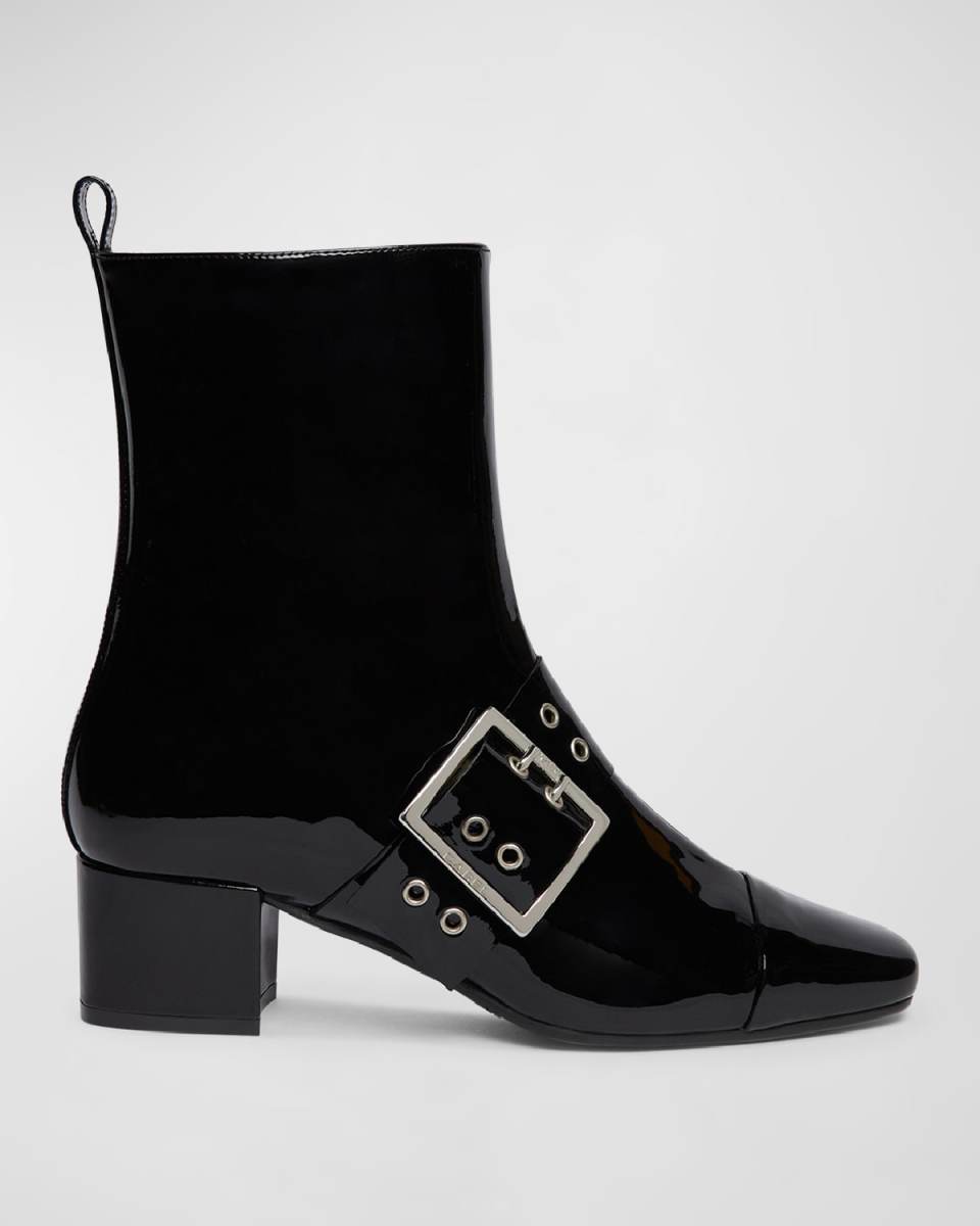Rock Patent Buckle Ankle Booties